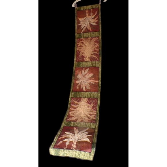 Tropical-Themed Double-Sided Tapestry Table Runner 12.5"x65" 2006 By Mohawk Home - Picture 1 of 7